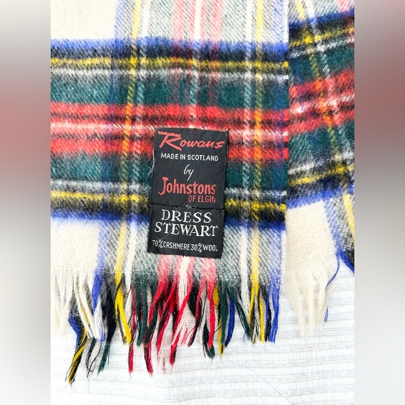Johnstons of Elgin Cashmere / Wool Tartan Scarf Dress Stewart - Picture 3 of 10